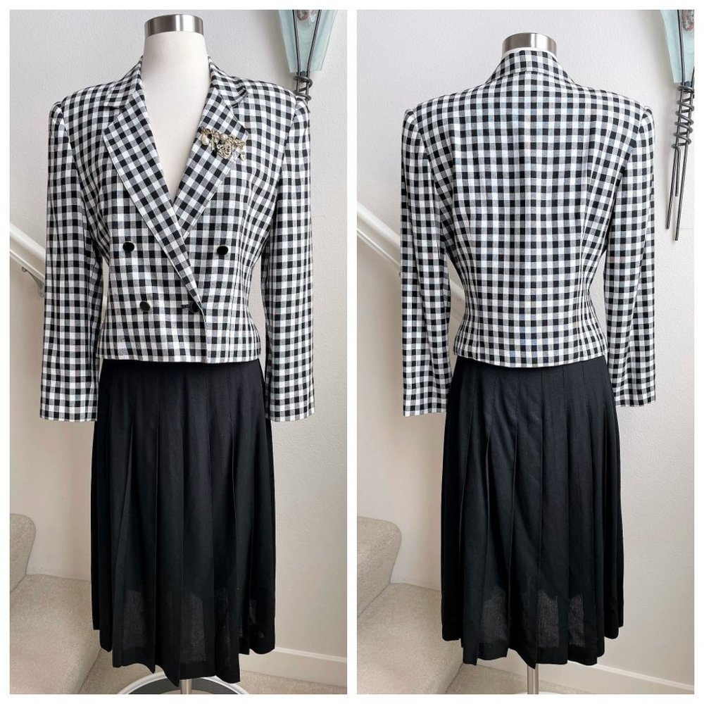 Vintage 80s Gilmore Gingham Skirt Suit Set - Picture 1 of 10